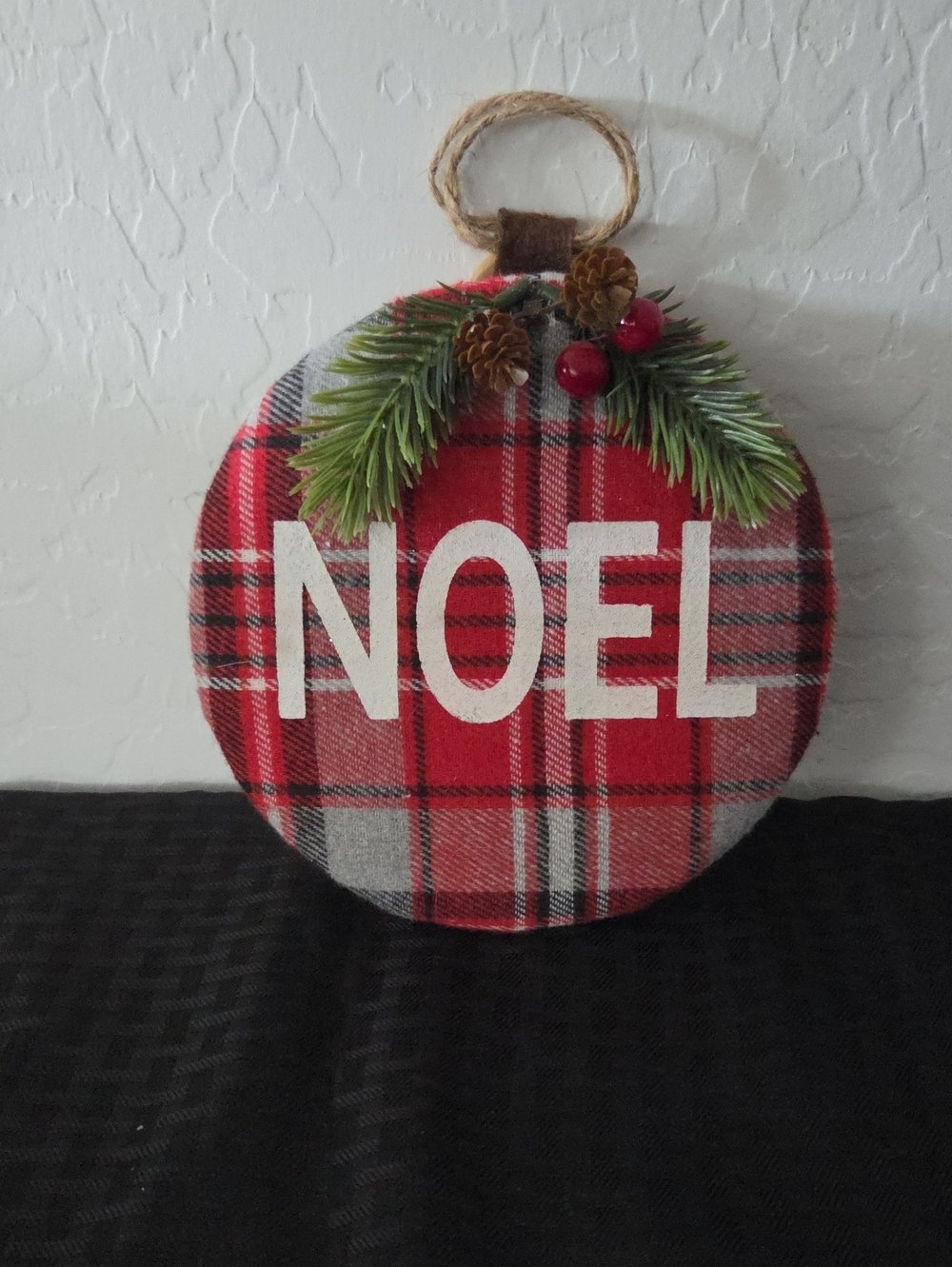 Plaid 'NOEL' Hanging Holiday Ornament - Red